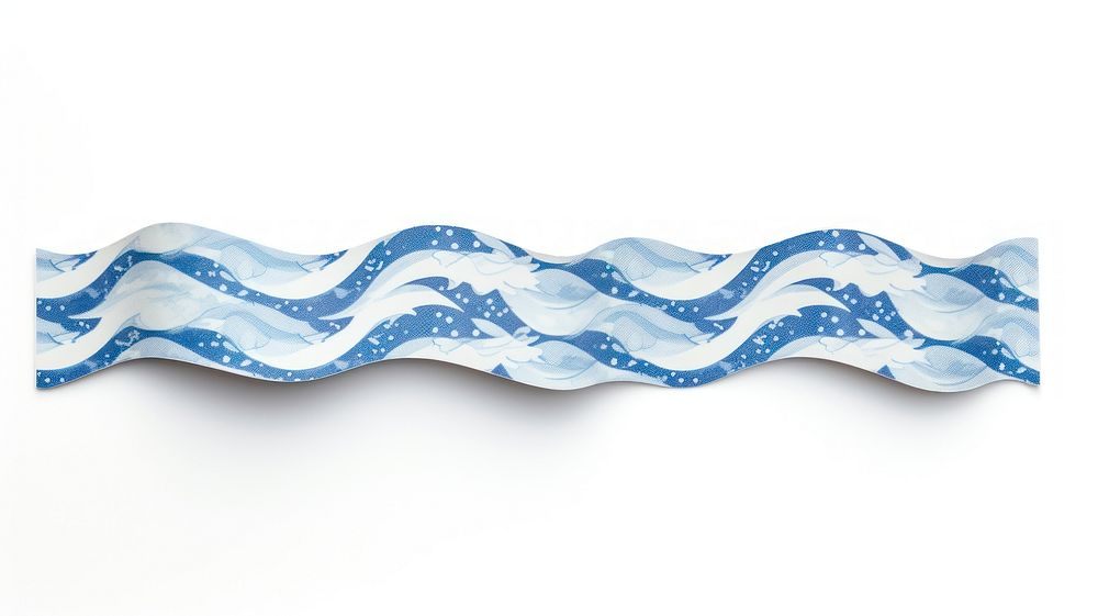 Wave pattern adhesive strip blue white background porcelain.