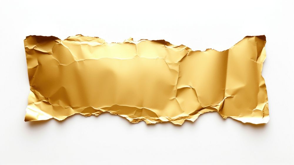 Ripped paper adhesive strip gold backgrounds white background.