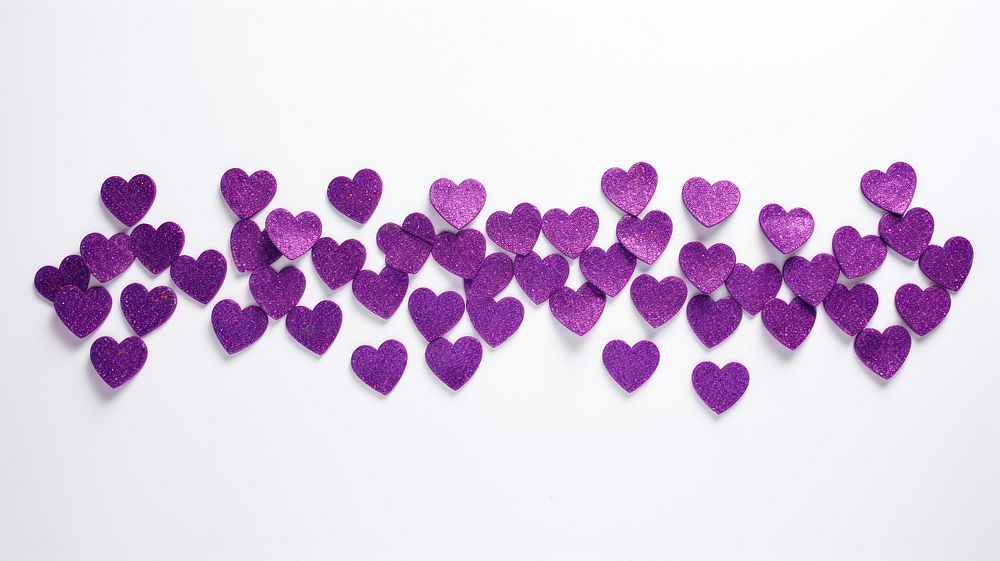 Hearts adhesive strip purple backgrounds white background.