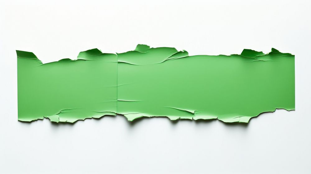 Ripped paper adhesive strip green backgrounds white background.