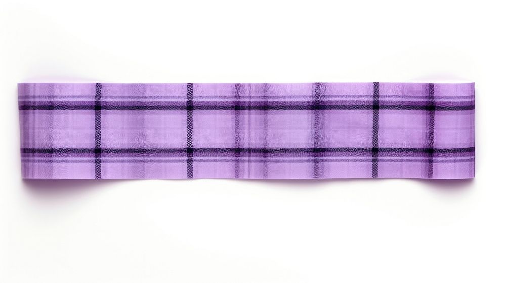 Tartan pattern adhesive strip purple plaid white background.
