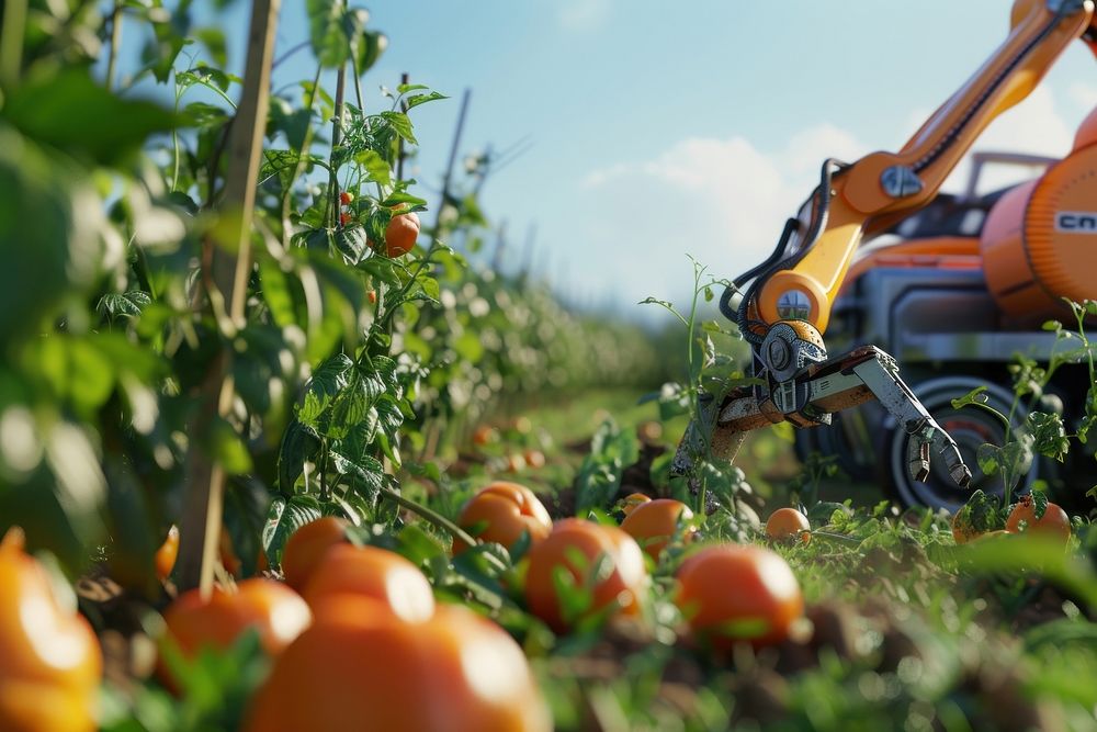 Robot vegetable farm harvesting.