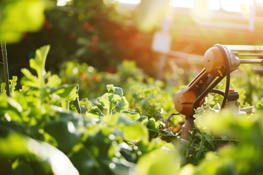 Robot harvesting gardening vegetable.