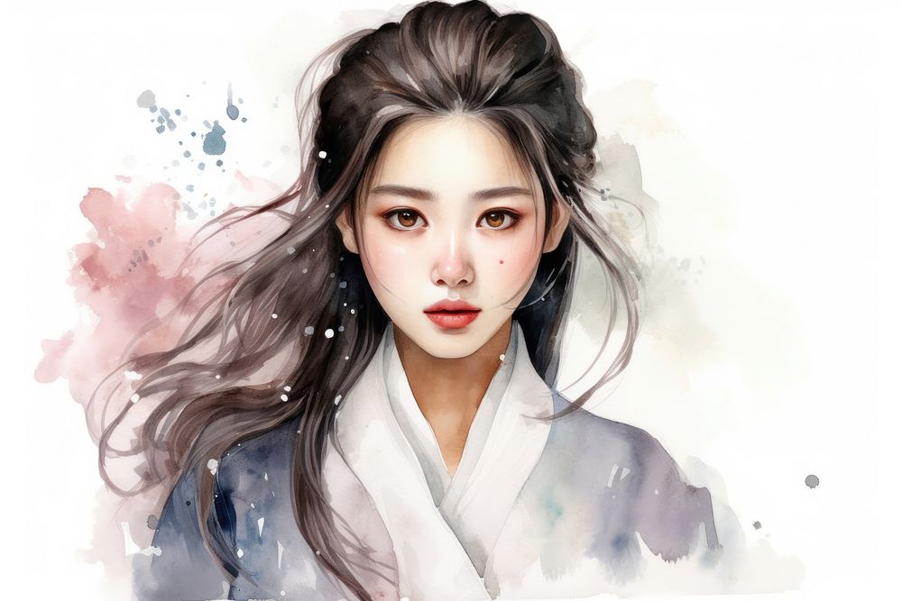 Beautiful Korean women portrait drawing fashion.
