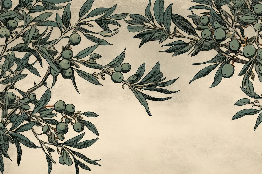 Black olive leaves backgrounds pattern sketch.