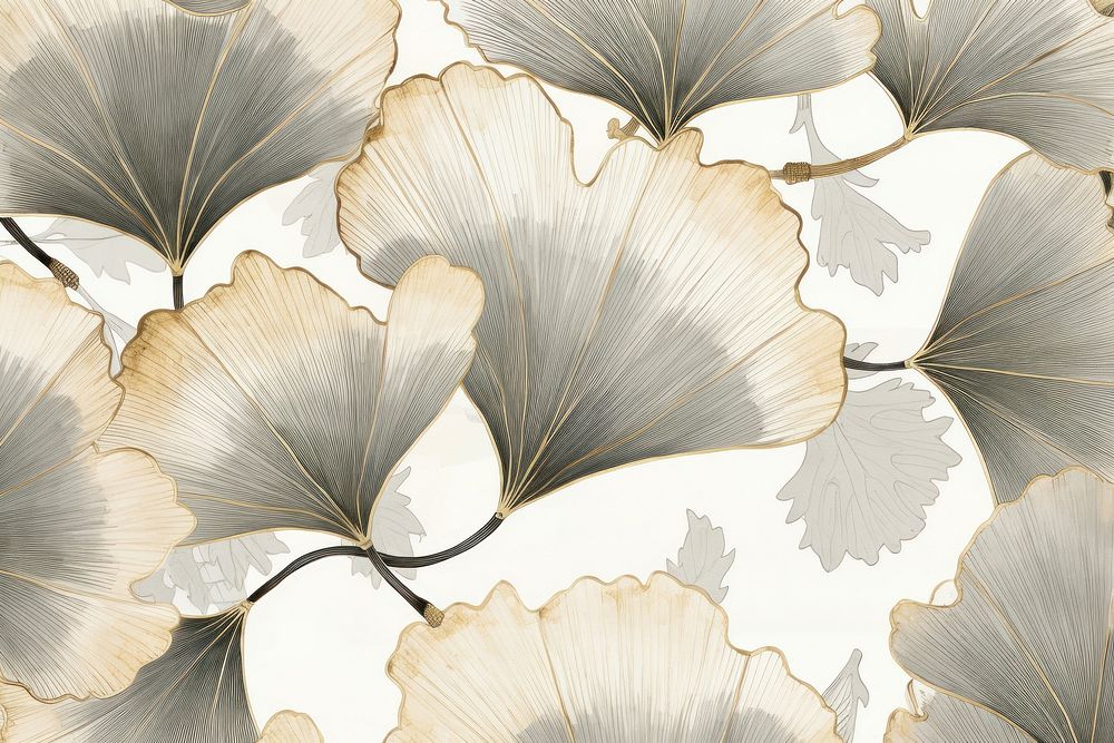 Golden ginkgo leaves frame backgrounds pattern plant.