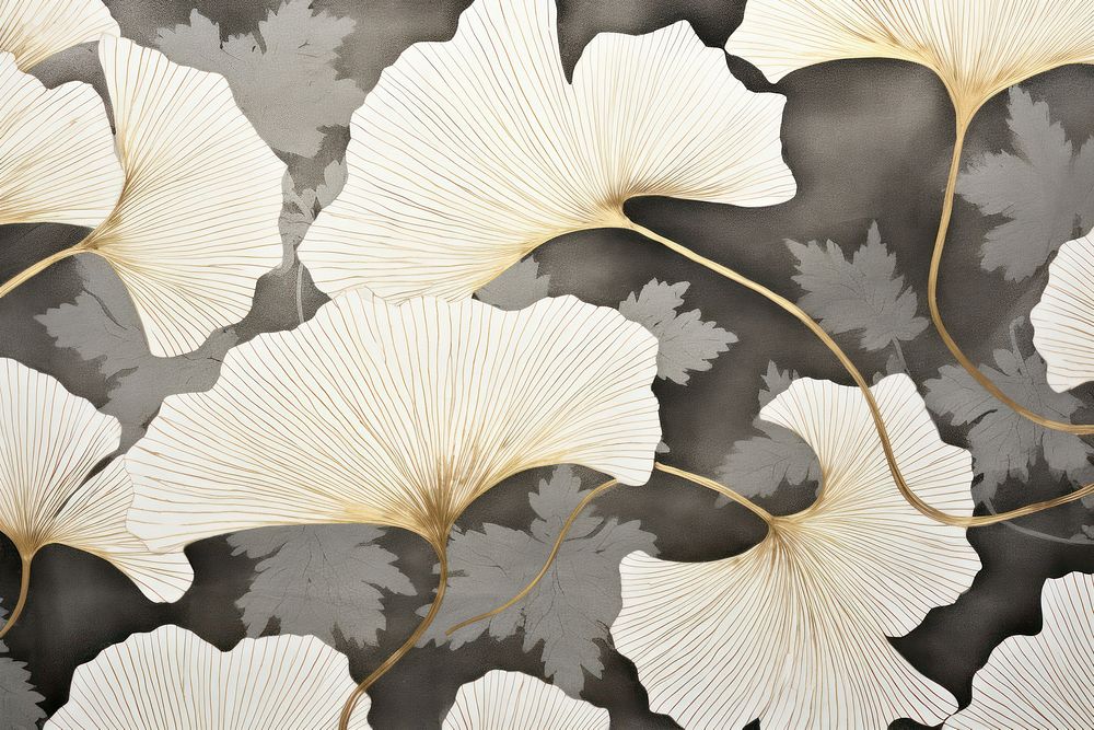 Golden ginkgo leaves frame art backgrounds pattern.