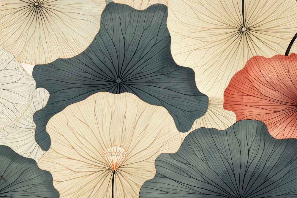 Golden lotus leaves art backgrounds pattern.