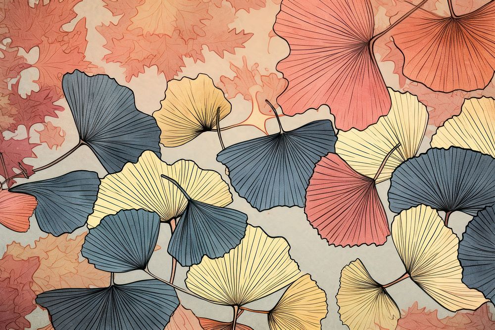 Ginkgo leaves art backgrounds pattern.