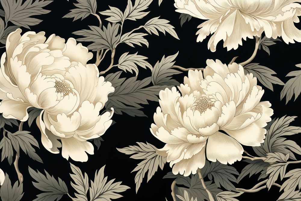 Damask pattern backgrounds monochrome flower.