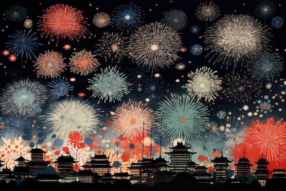 Fireworks backgrounds outdoors architecture.