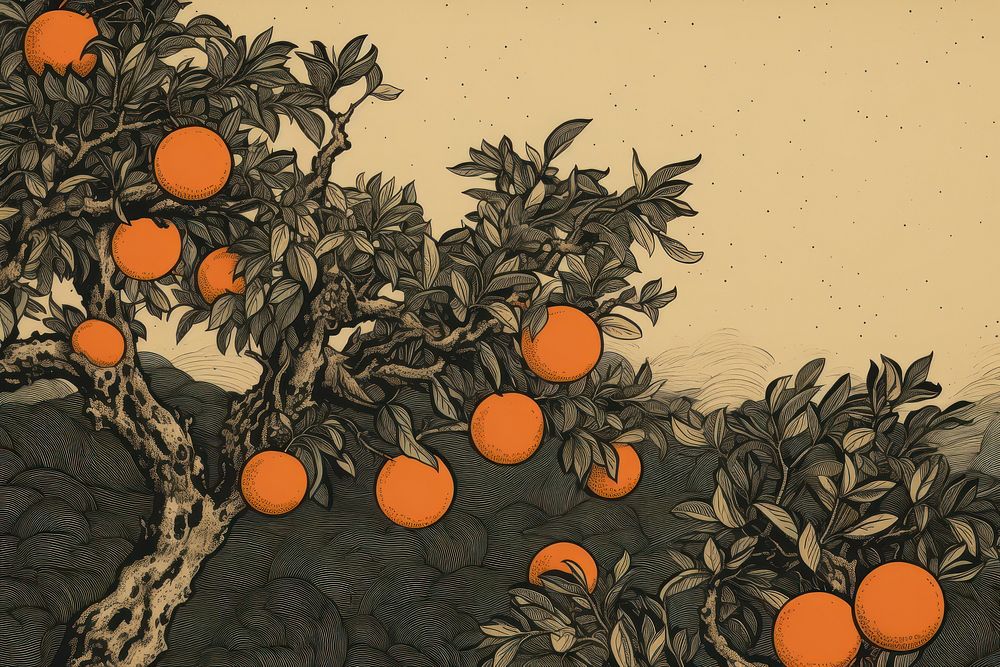 Oranges tree art backgrounds grapefruit.