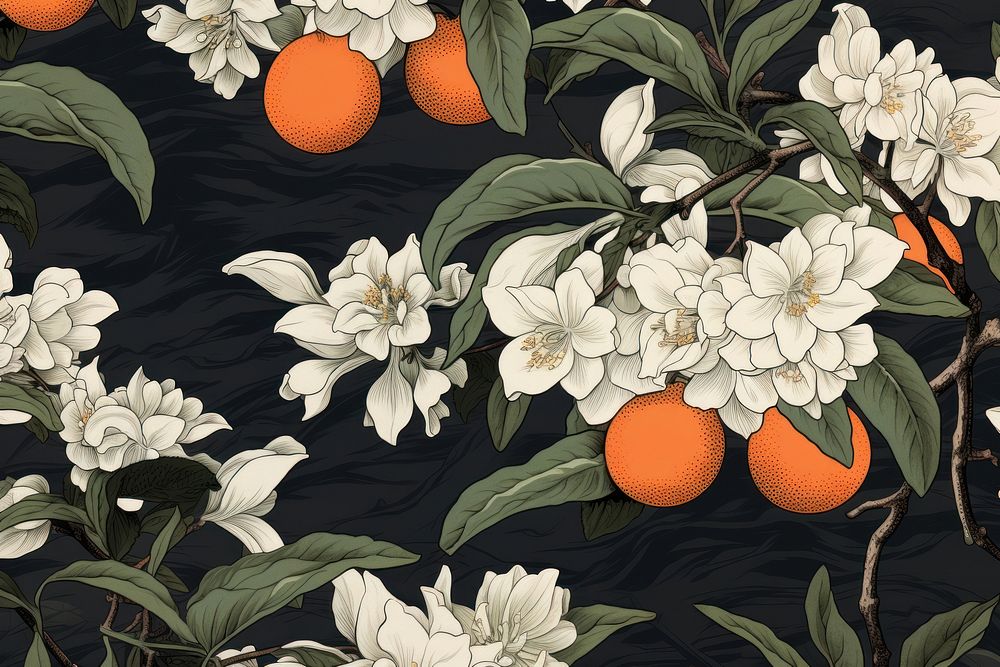 Oranges blossom backgrounds grapefruit pattern.