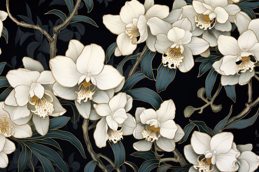 Orchid flowers backgrounds pattern plant.