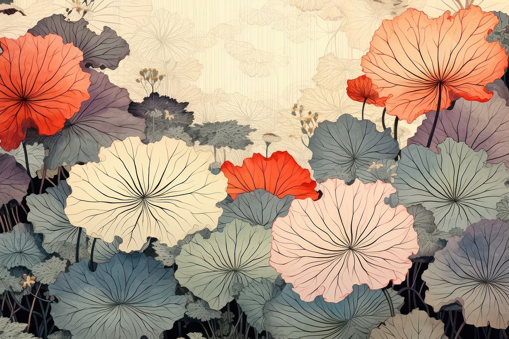 Lotus leaves art backgrounds pattern.