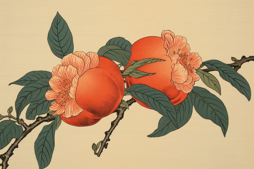 Peaches flower plant fruit.