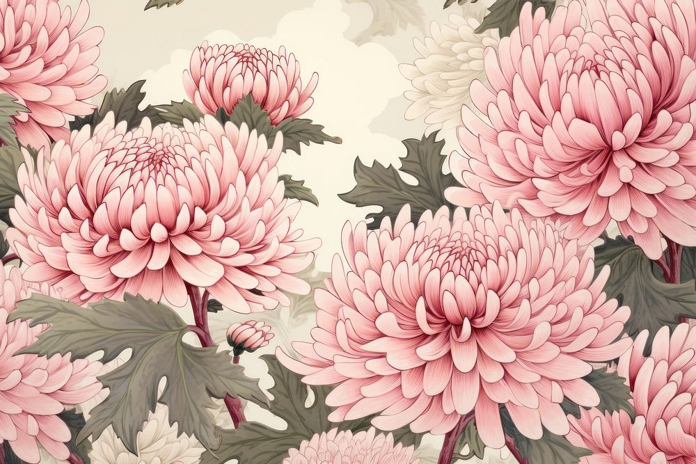 Pink chrysanthemum flowers frame art backgrounds chrysanths.