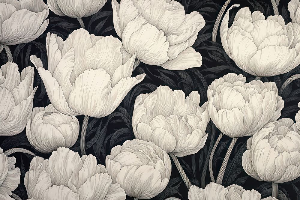 Tulip field backgrounds monochrome pattern.