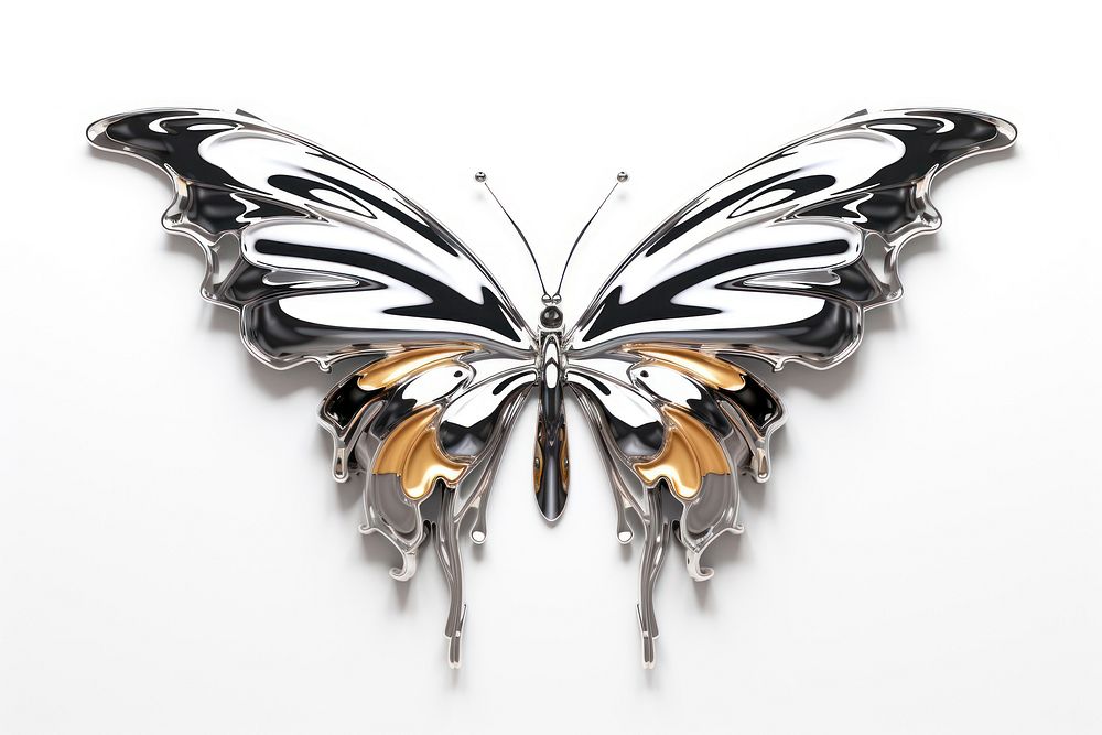 3d render of butterfly animal white background accessories.