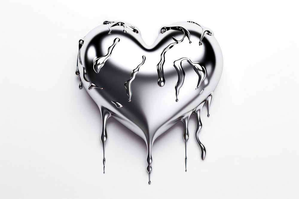 3d render of broken heart metal creativity splattered.