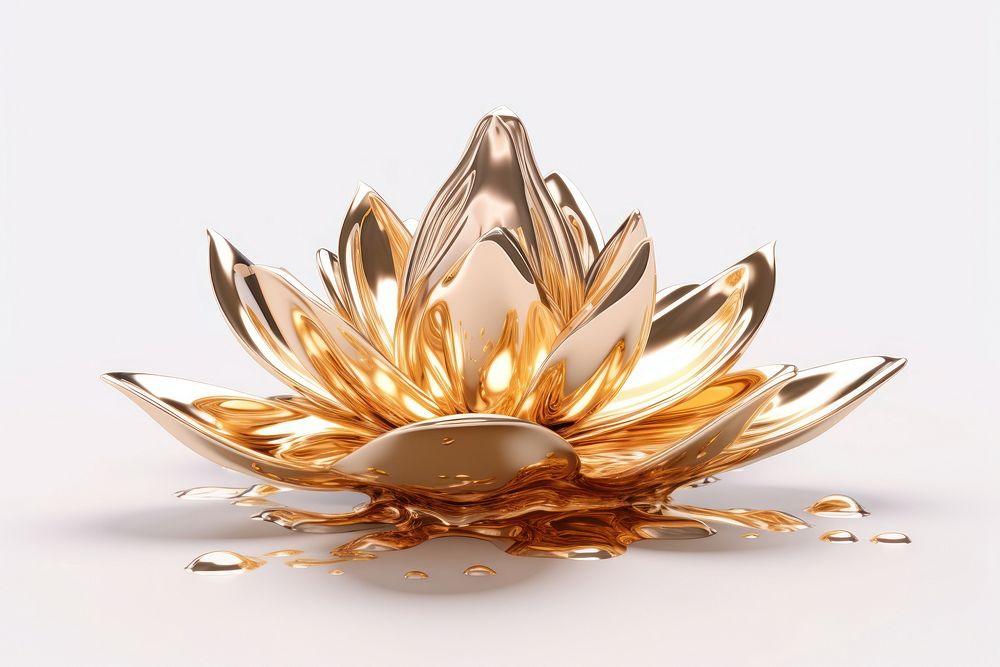 3d render of lotus chandelier jewelry gold.