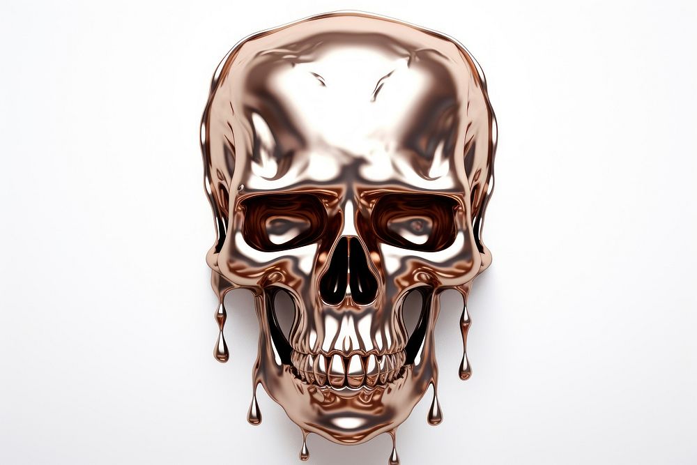3d render of skull metal white background photography.