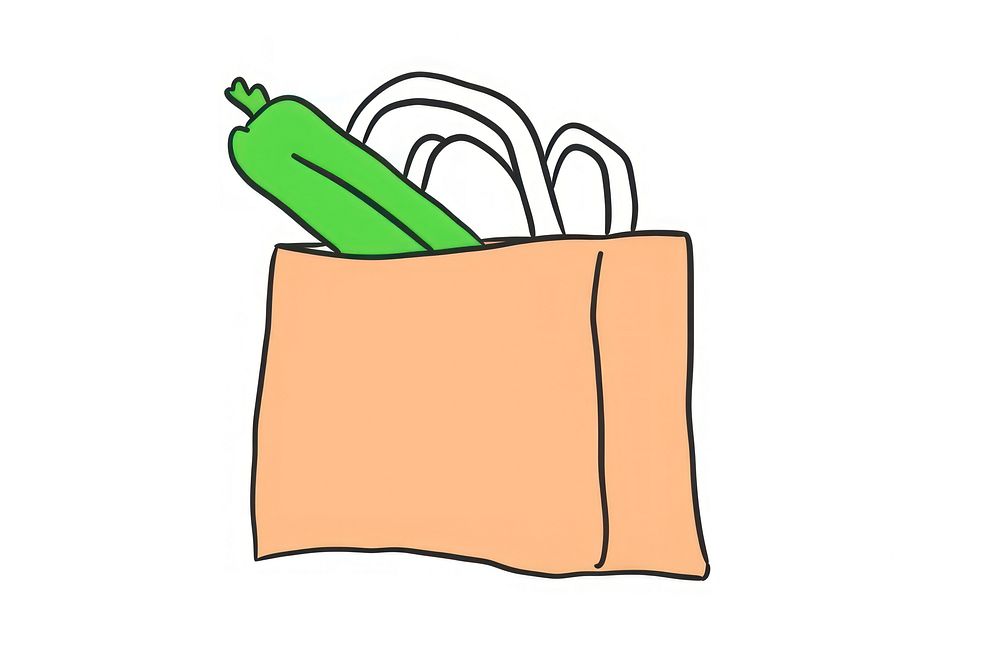 Grocery bag drawing line cucumber.