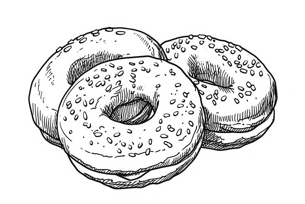 Bagel drawing bread food.