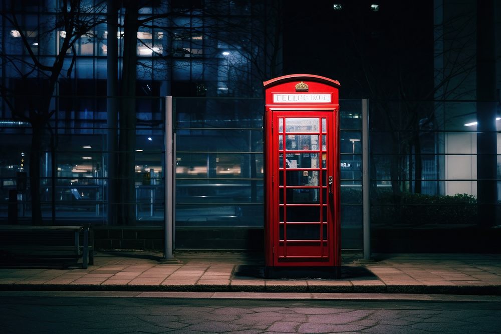 Telephone booth architecture convenience illuminated.