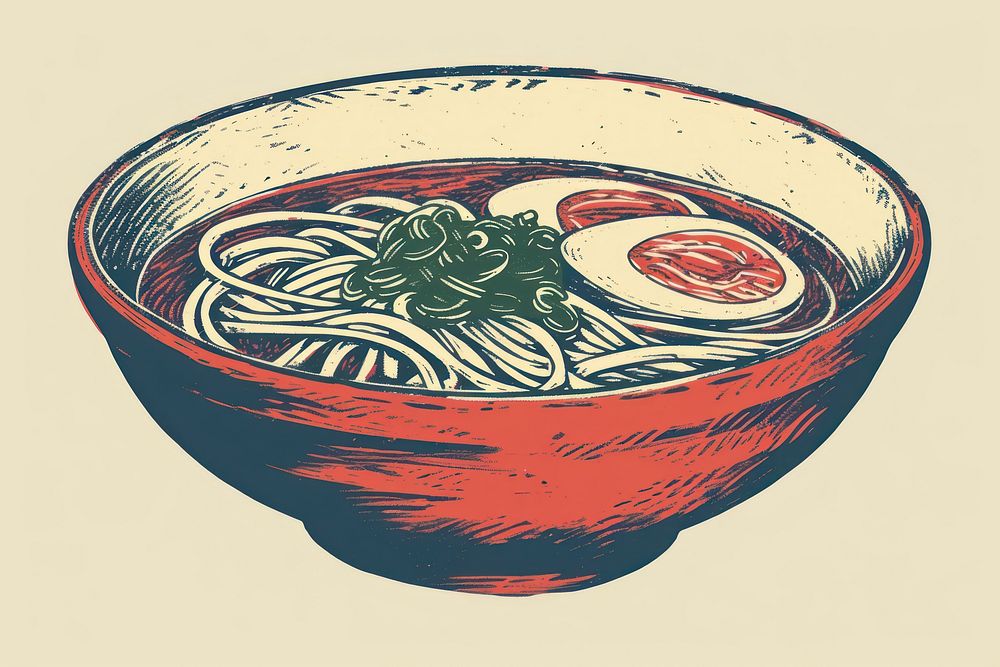 Udon Soup drawing sketch food.