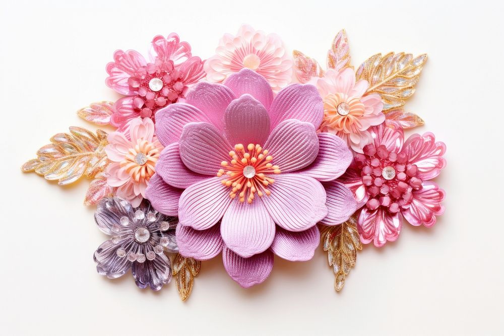 Various flower brooch jewelry pattern.