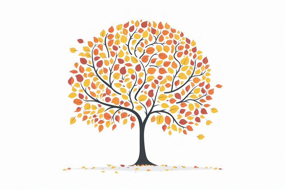 Autumn tree drawing plant white background.