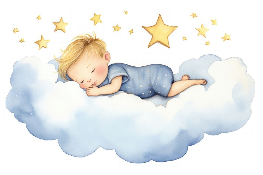 Baby sleeping cloud cute.