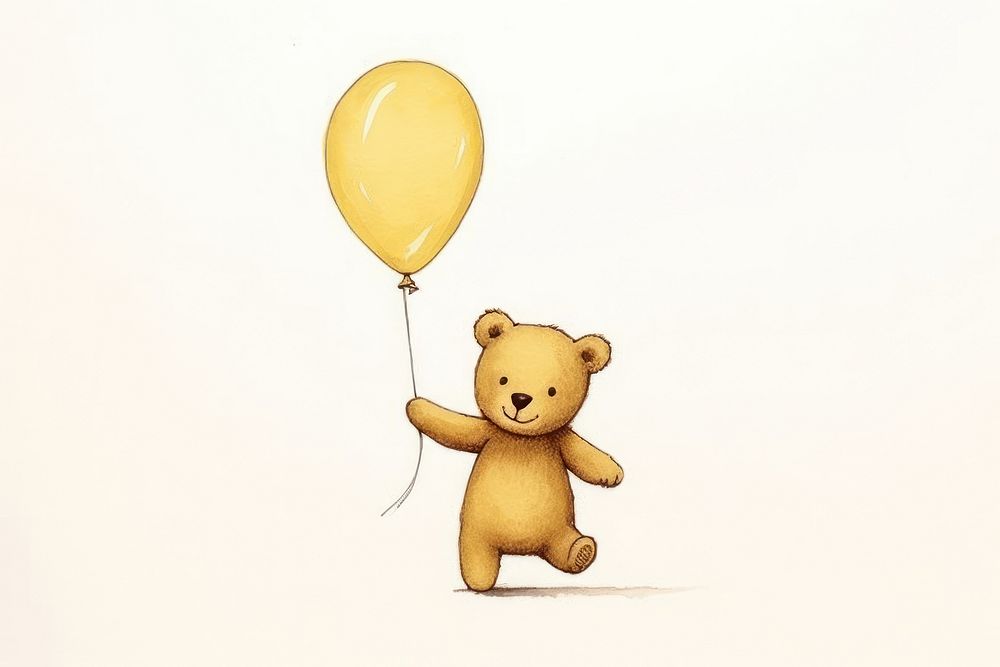 Cute cuddly teddy bear and balloon toy representation celebration.