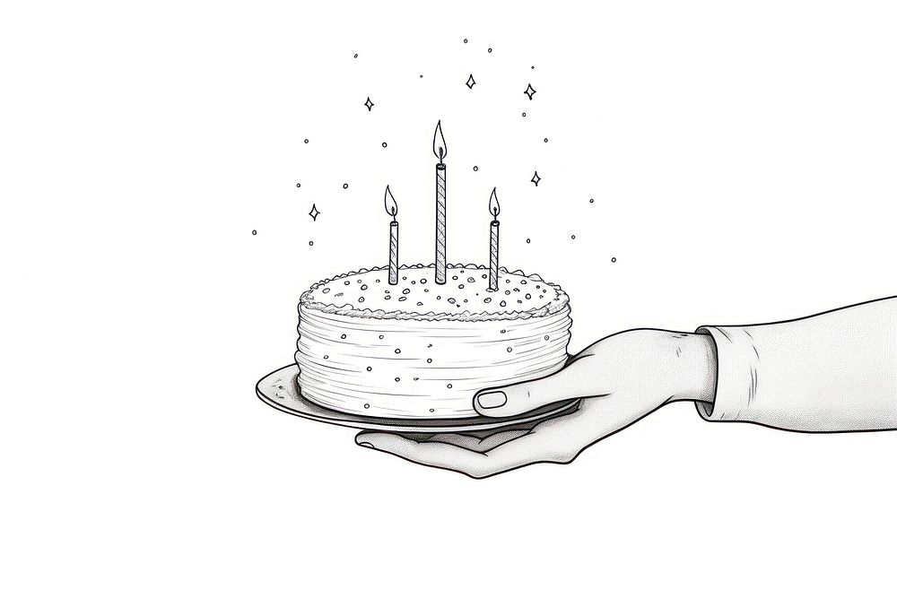 Hand holding birthday cake dessert candle food.