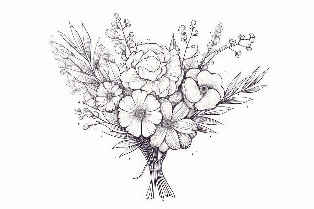 Bouquet pattern drawing sketch.