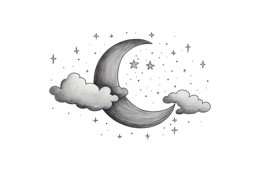 Moon and cloud astronomy drawing nature.