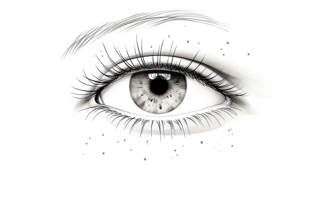 Beautiful eye drawing sketch white.