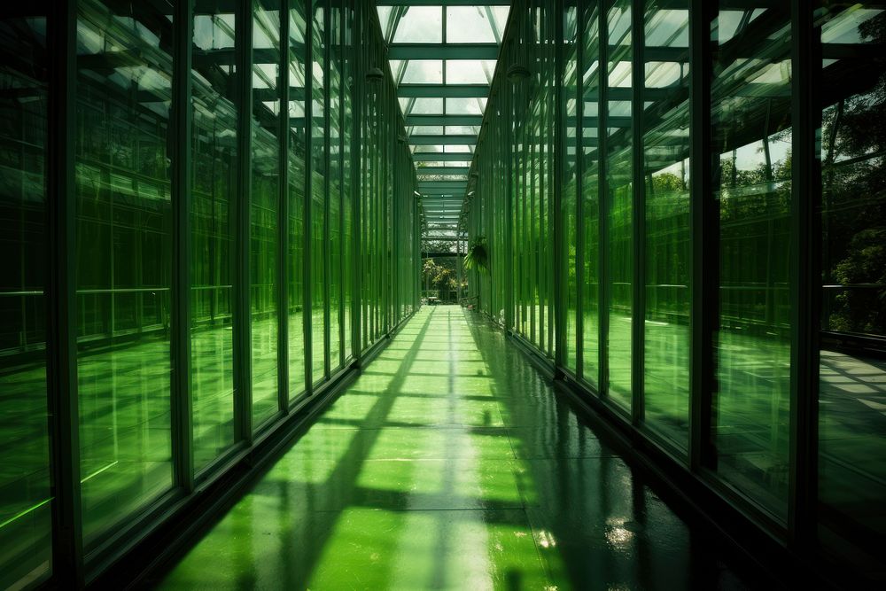 Green architecture greenhouse outdoors.