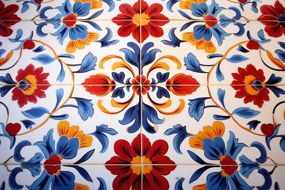 Flower tiles pattern backgrounds architecture.