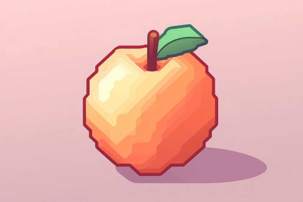 Peach pixel apple fruit plant.