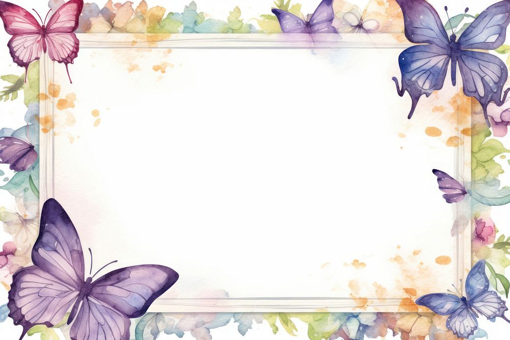 Illustration of vintage frame butterfly pattern flower.