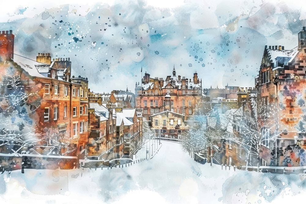 Edinburgh winter outdoors painting snow.