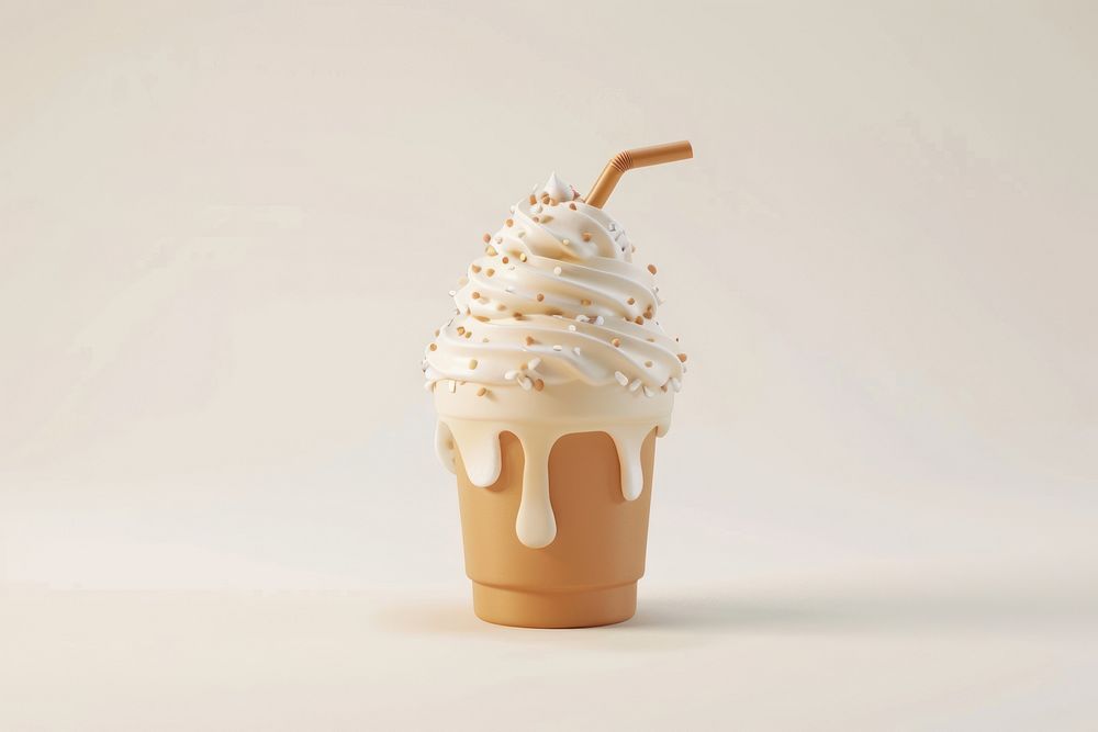 Cream frappuccino cream dessert cupcake.
