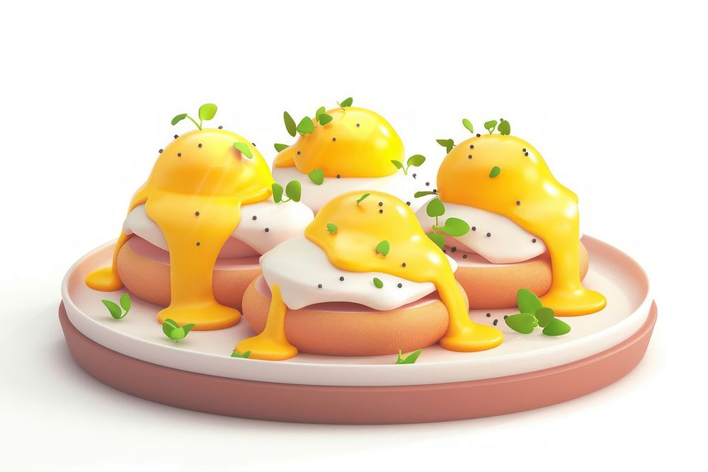 Eggs benedicts pngs dessert cartoon food.