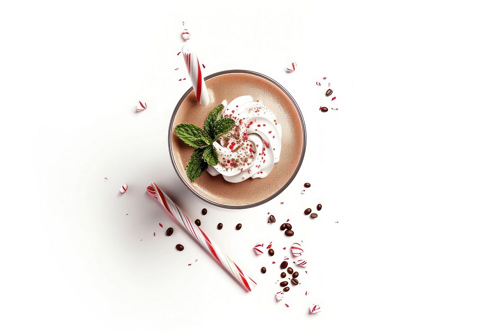 Peppermint Mocha Espresso Martini dessert food white background.