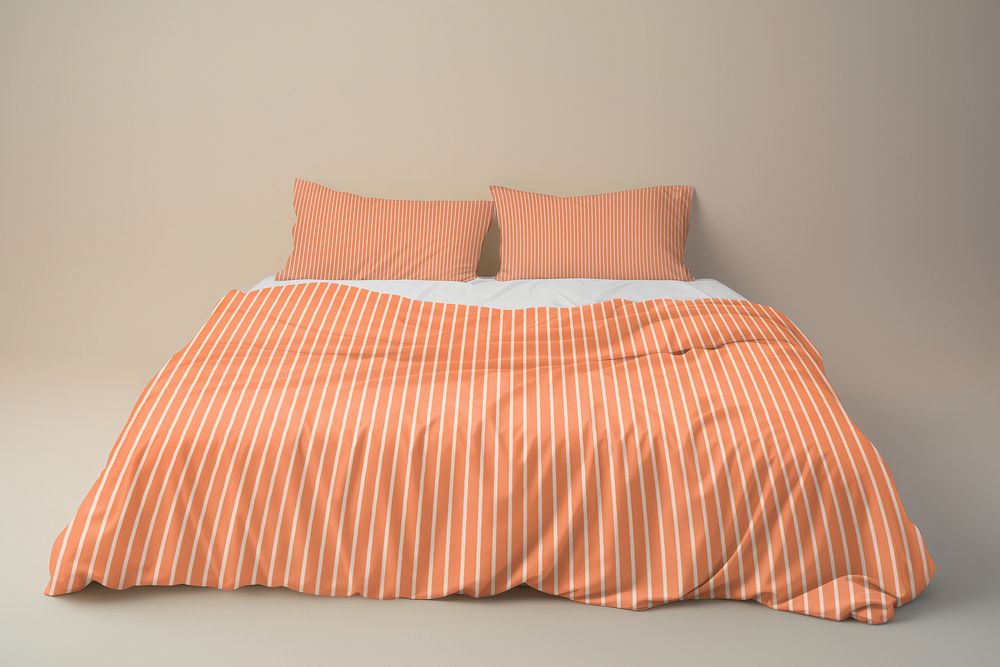 Orange bedding mockup psd