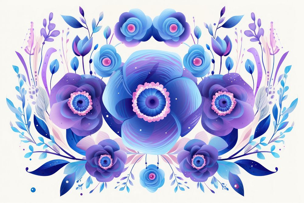 Floral impressionism art pattern blue.