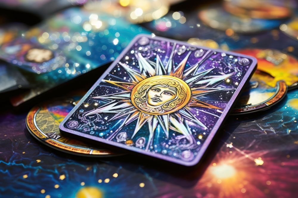 Sun tarot holographic card accessories accessory jewelry.