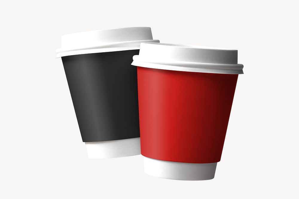 Black and red disposable coffee cups